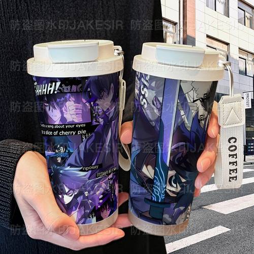 刺客伍六七动漫保温杯不锈钢学生高颜值吸管双饮大容量咖啡水杯