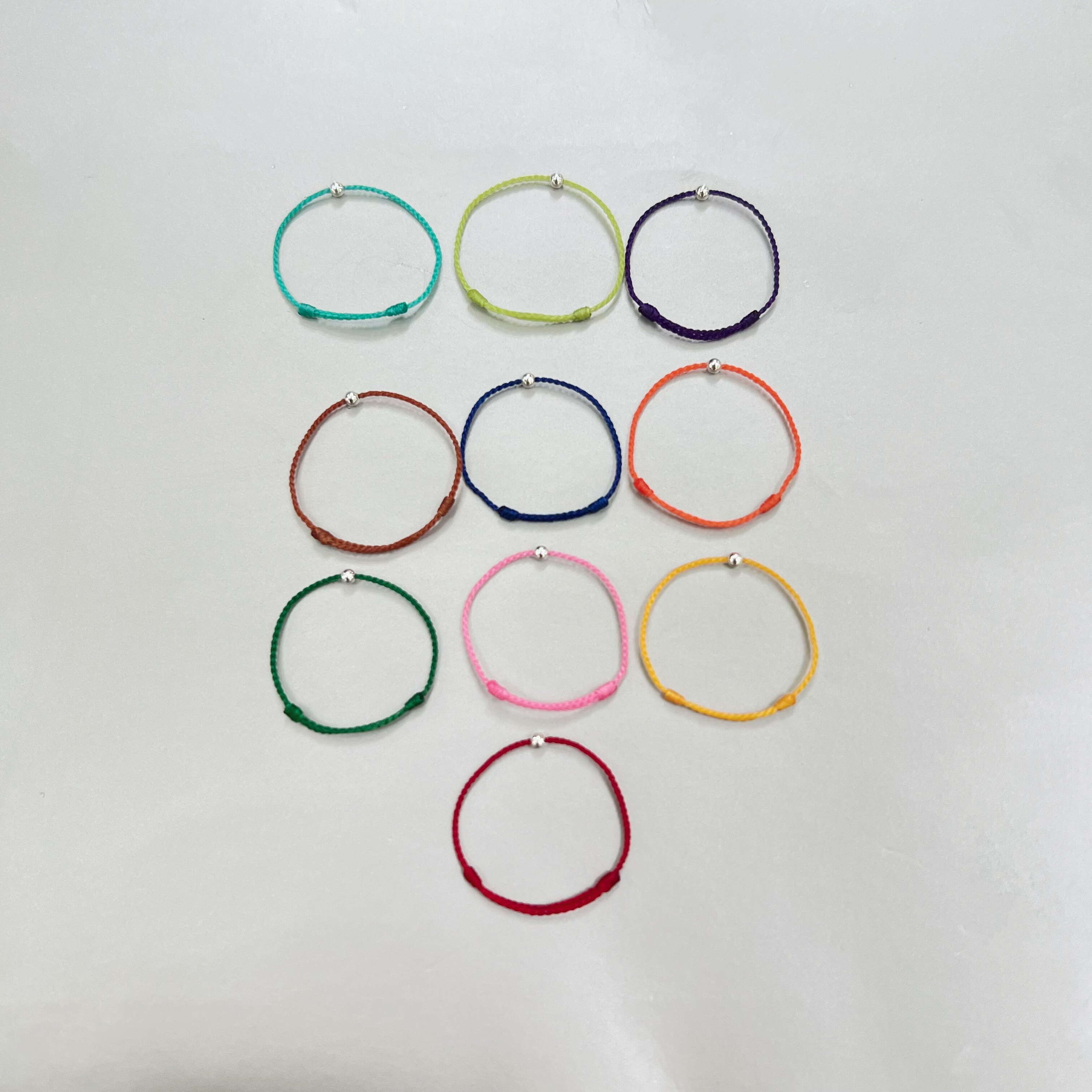 S925精工银珠极细纯色简约编织可调节尾戒