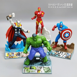 手办模型摆件 散货漫威周边复仇者联盟绿巨人美国队长钢铁侠底座款