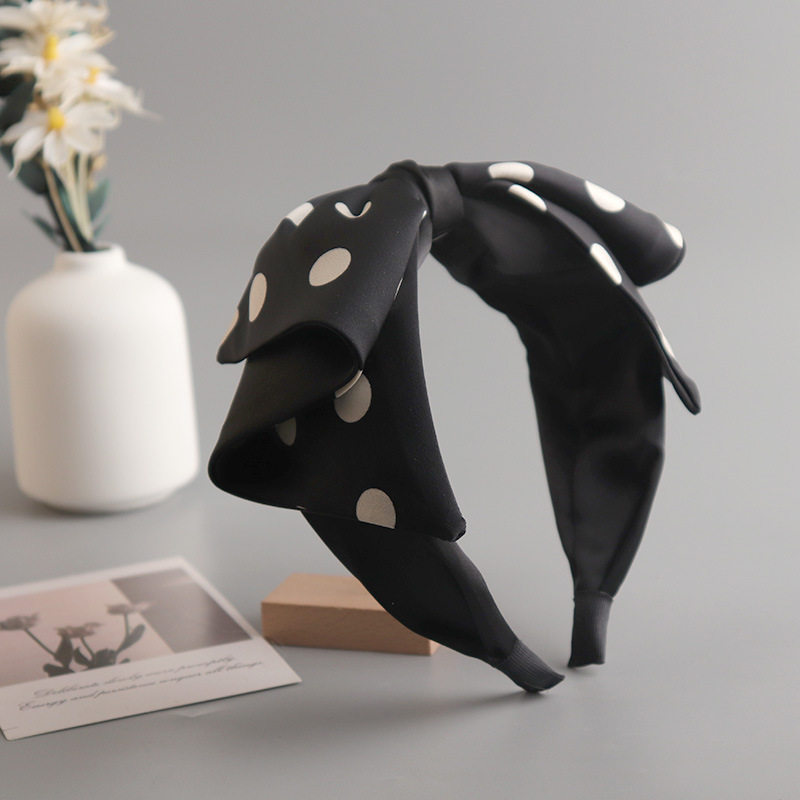 韩版宽版波点蝴蝶结高级感发箍百搭头箍圆点高颅顶压头发饰精品店