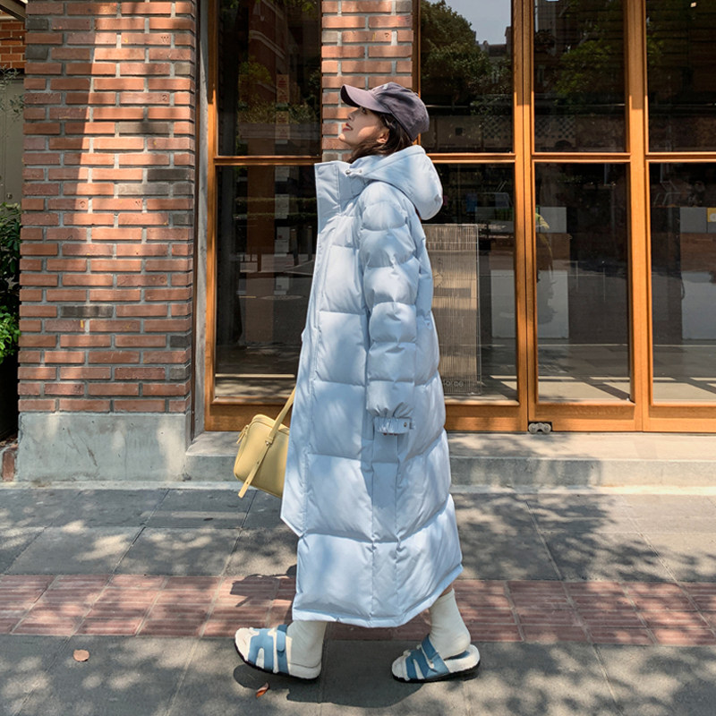 裂雪羽绒服男女超长过膝2026年新款加厚连帽情侣冬装宽松外套中戏