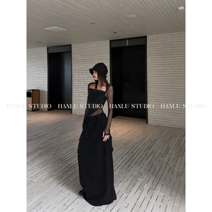 STUDIOss26暗黑先锋系列不规则多层柔纱氛围感纯欲透视上衣 HANLU