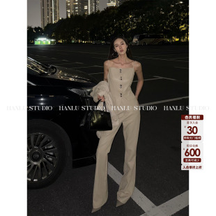 长裤 HanLu studio品牌线·原创小众高腰棉感精裁显瘦显高微喇皮裤