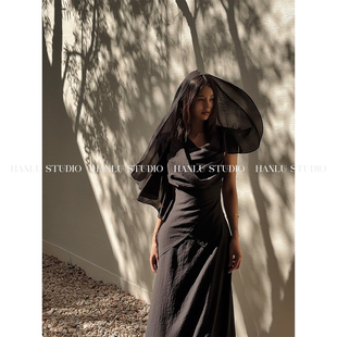 暗黑先锋解构不规则双层设计大帽檐连衣裙吊带套装 HANLU STUDIO