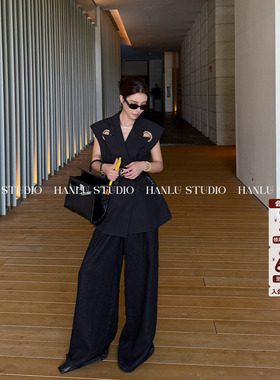 HanLu studio小众时尚气质设计感百搭黑色外套