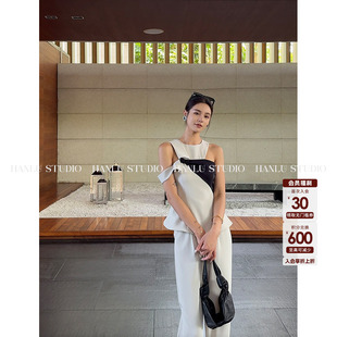 HanLu studio小众设计感夏日清凉感薄荷蓝极简套装