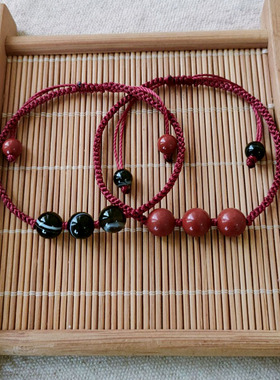 红竹石 影子石红绳手链本命年手绳男女手工编织