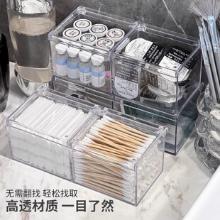 防尘翻盖次抛精华液收纳盒棉签盒美瞳美妆蛋粉扑透明分格化妆棉盒