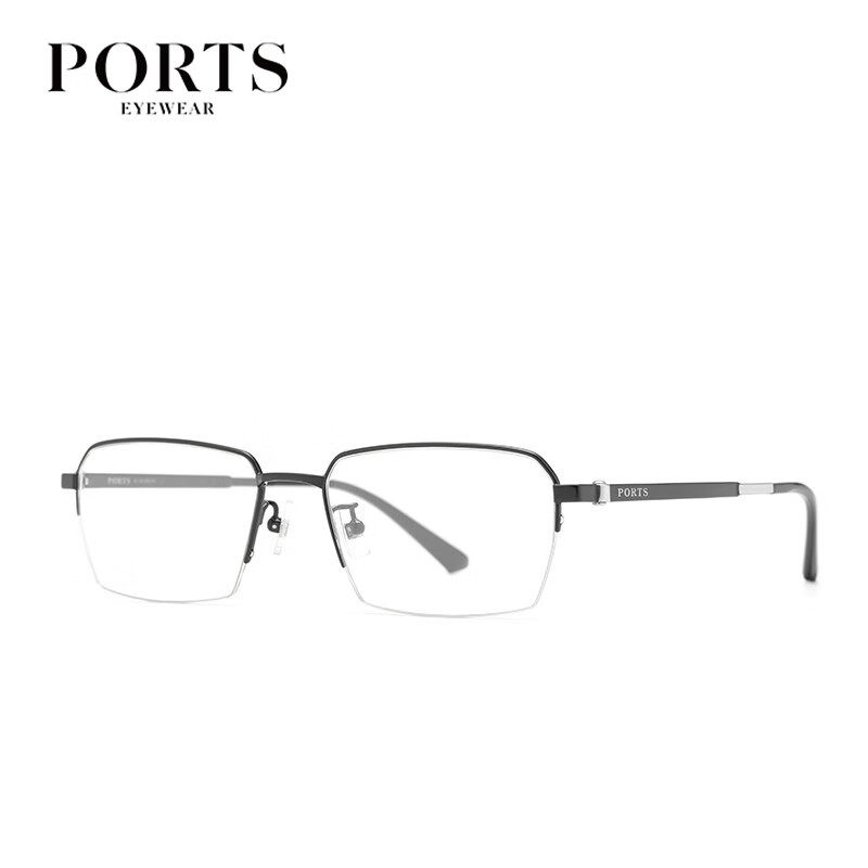 PORTS宝姿官方近视眼镜框架男士商务金属钛架半框光学镜POM62110