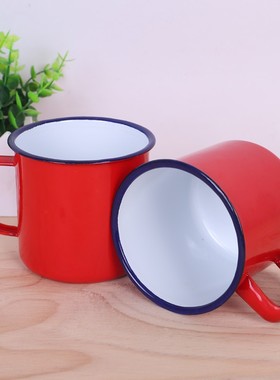 新年红色搪瓷杯怀旧老式搪瓷缸子蛋糕杯DZ火锅盅盅铁茶缸子圣诞杯