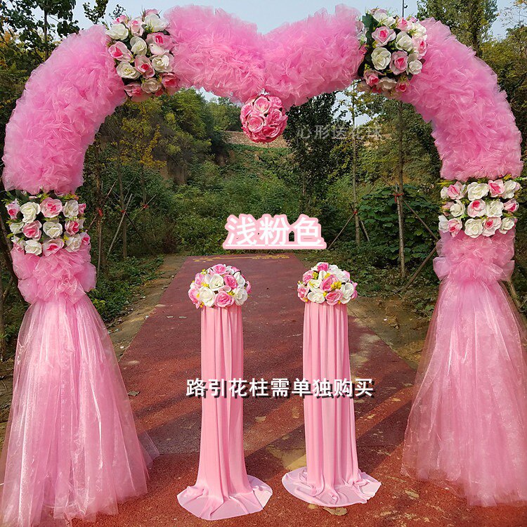 新款婚庆道具花拱门绢花拱门拱门花架成品花门幸福门店庆开业拱门