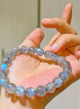 7m灰月光素圈手串手链颗颗蓝光