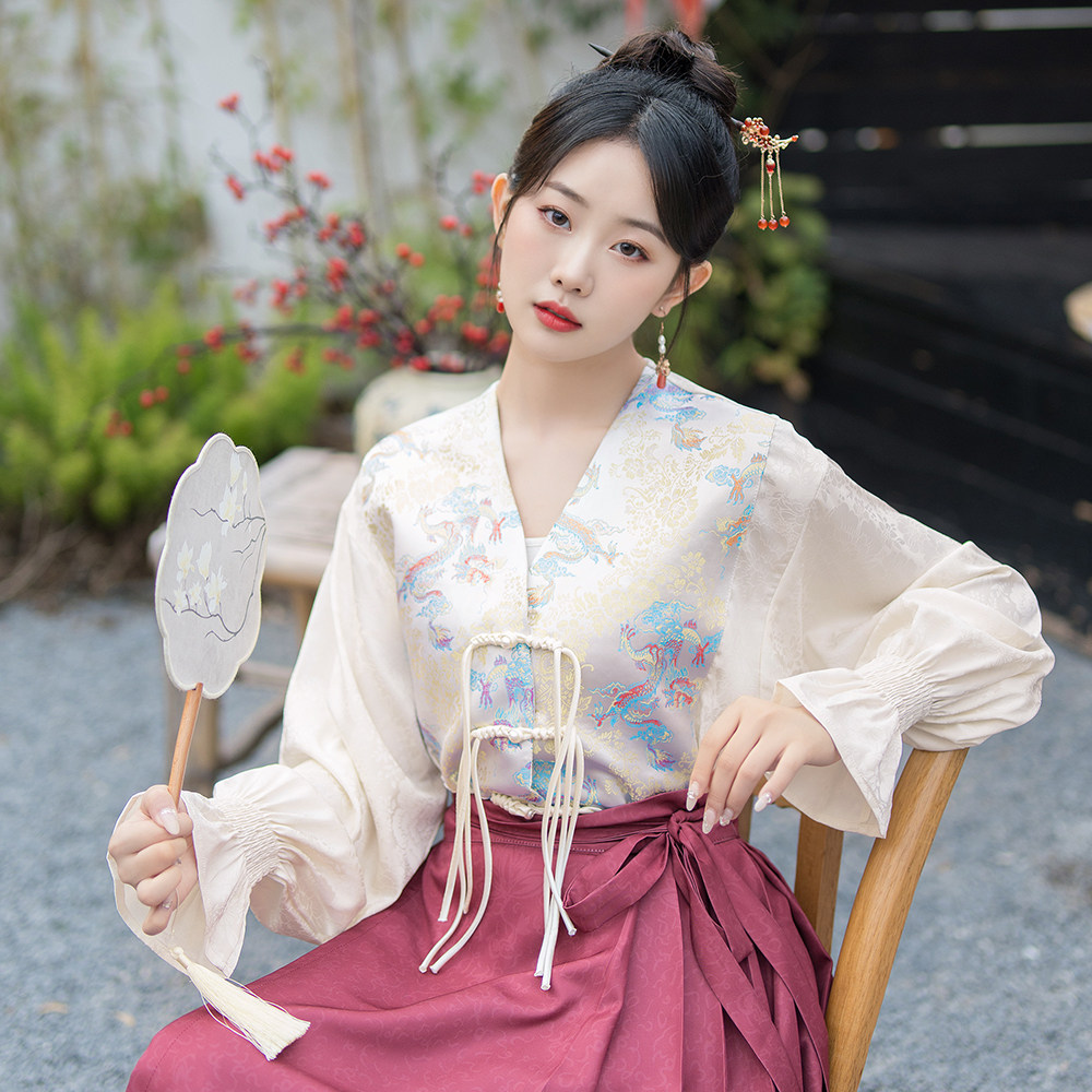 YEAR OF THE DRAGON WEAR 2024 SPRING NEW CHINESE STYLE RETRO BUCKLE JACQUARD SATIN MODIFIED TANG COSTUME TOP WOMEN
