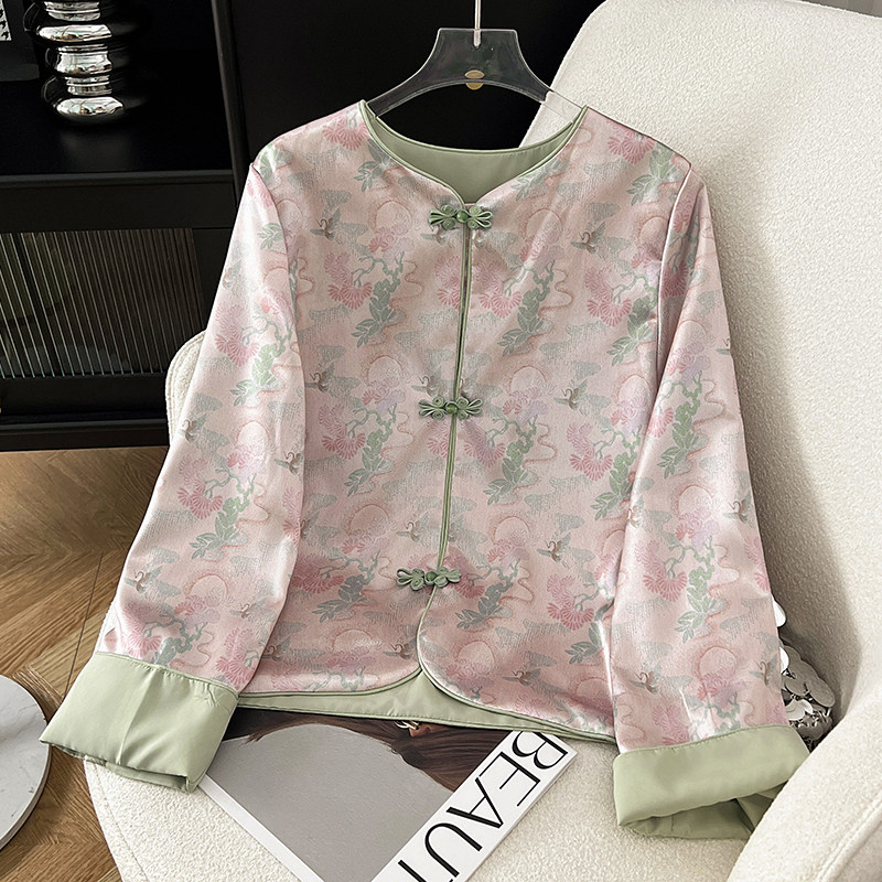 NEW CHINESE JACKET 2024 SPRING CLOTHES NEW ETHNIC STYLE RETRO JACQUARD PLATE BUTTON SHIRT NATIONAL STYLE MODIFIED TANG COSTUME TOP