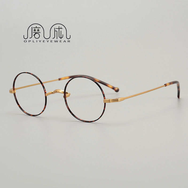 磨成一山鼻托复古超轻纯钛小众男女近视高度数眼镜框渐变防蓝光