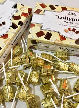 美国Sees candi喜诗时思香草奶油巧克力咖啡棒棒糖果595g现货