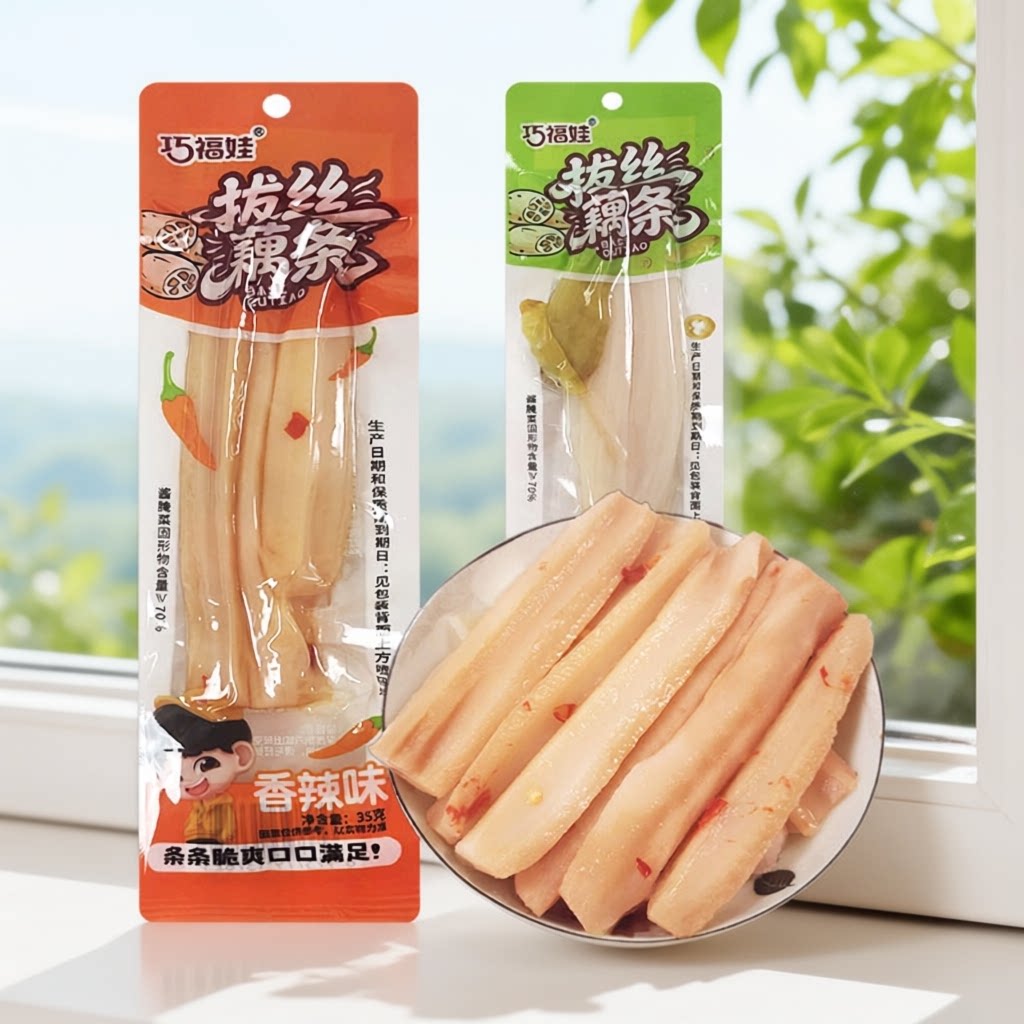 巧福娃拔丝藕条零食湖南休闲麻辣莲藕熟食香辣泡椒味藕条即食小吃