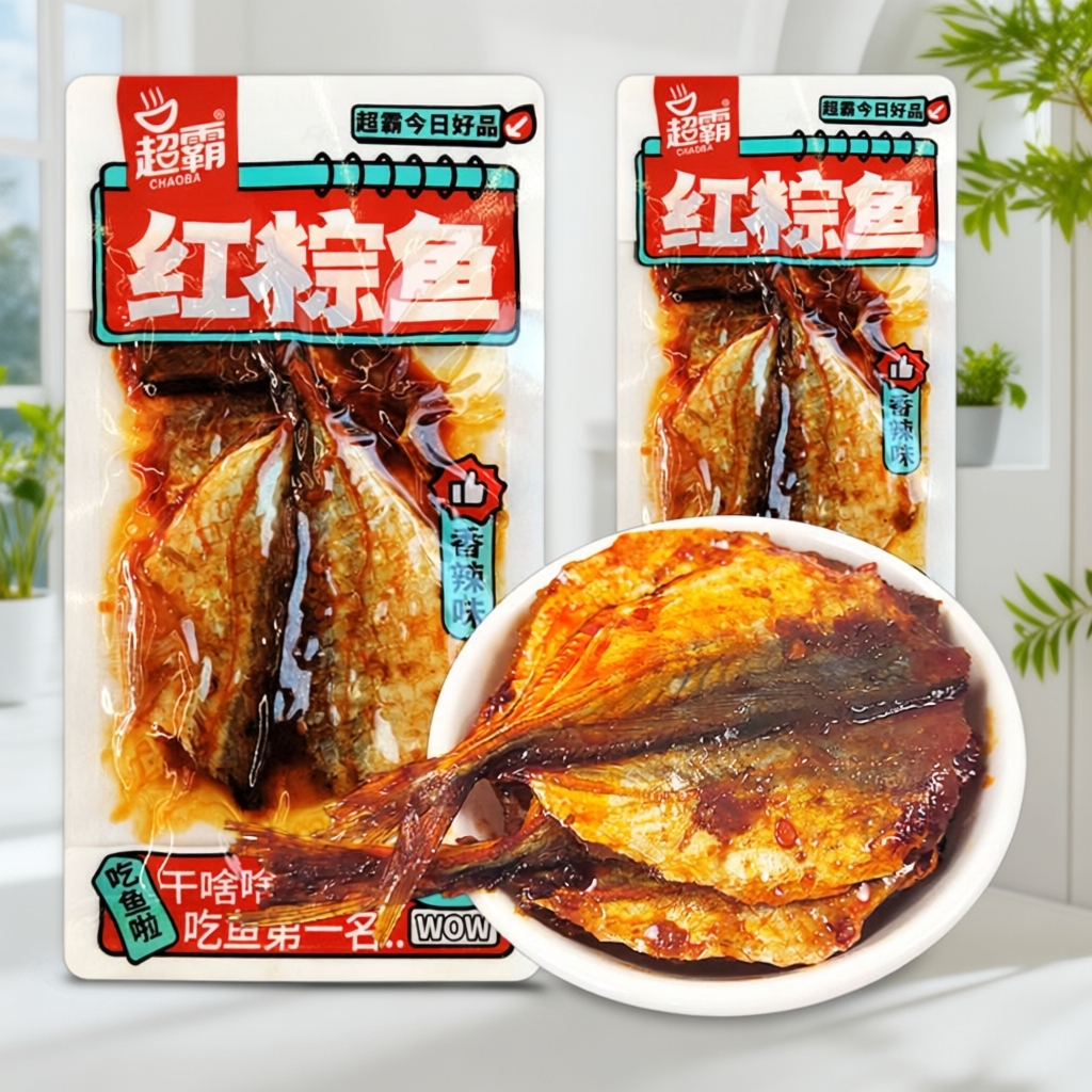 超霸红棕鱼湖南风味休闲食品麻辣熟食即食小零食香辣红棕玫瑰鱼片