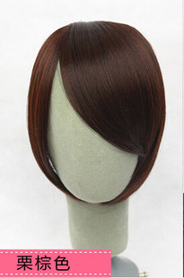 迷尚假发三七分斜刘海无痕带鬓角斜刘海假发片韩式刘海假流留海片