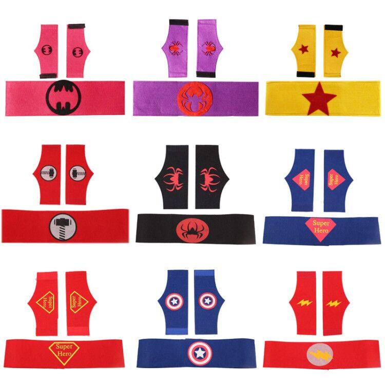 万圣节儿童英雄卡通面具美国队长蜘蛛侠黑蝙蝠钢铁侠人超护腕腰带