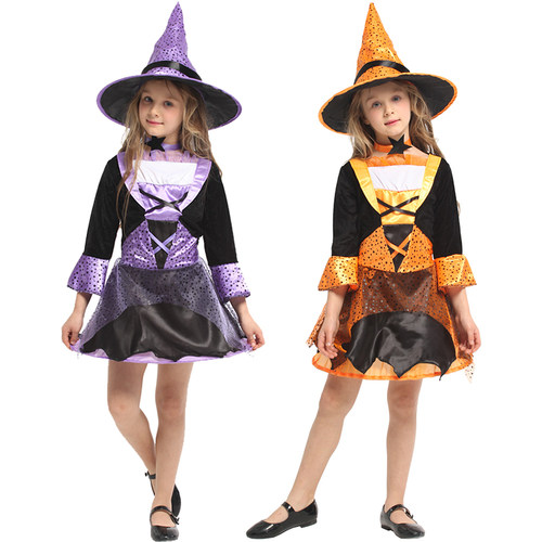 新款万圣节儿童服装巫婆女巫演出服cosplay服装女童巫师公主裙