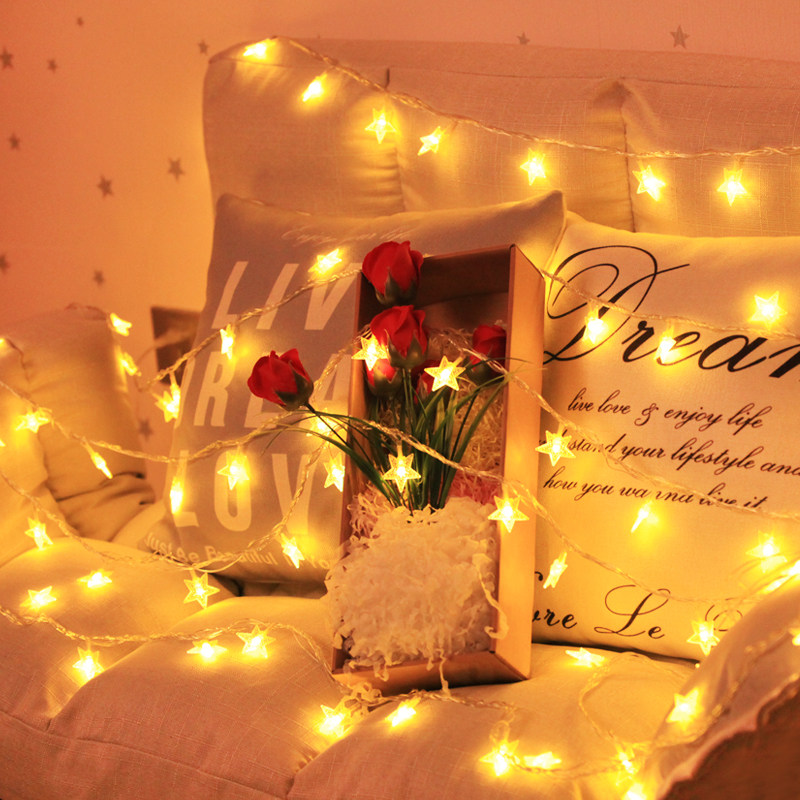 star string lights Room arrangement Five-pointed star ins decorate romantic bedroom led Coloured lights flash light String Gypsophilain the Festive supplies/Gift , Decorative lights  category - from Buy2taobao.com to provide professional Taobao agent buy service