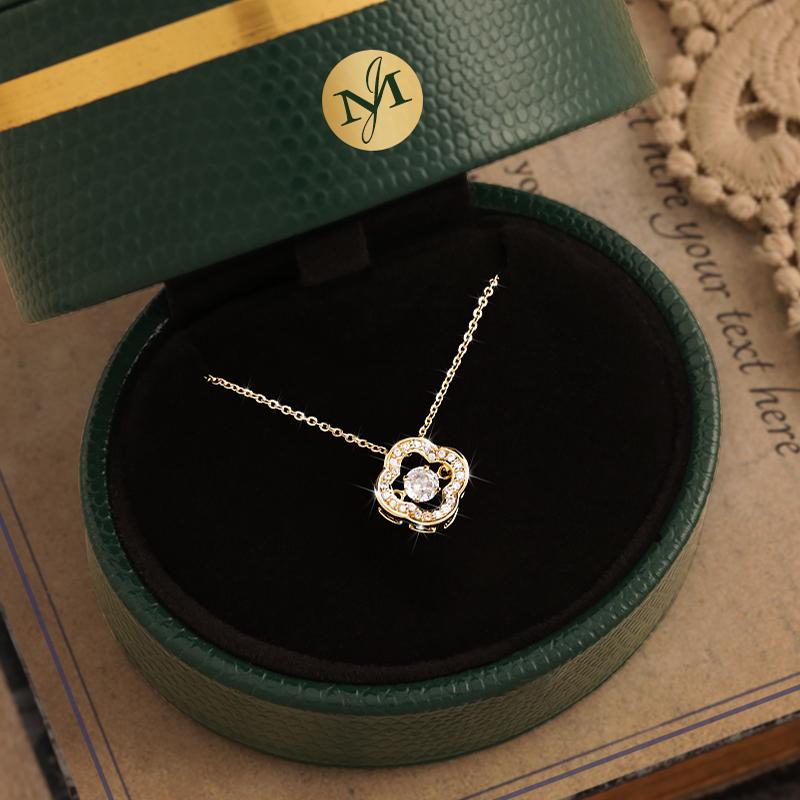 意大利john medeiros满钻心动四叶草项链高级感轻奢女领针锁骨链