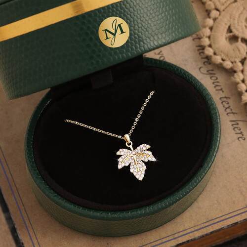 意大利john medeiros满钻枫叶项链高级感轻奢女新爆闪领针锁骨链