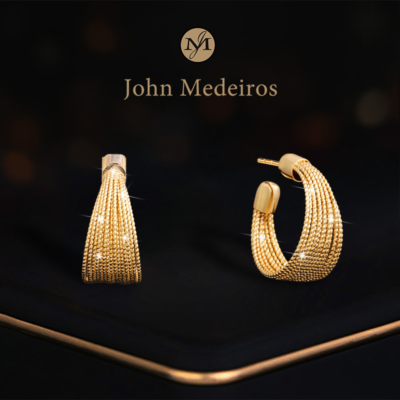 意大利john medeiros金属编织C形耳钉高级感轻奢女款独特领针耳环