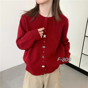 宽松柔软保暖毛衣外套潮 新款 韩系甜美减龄圆领针织开衫 女2025春季