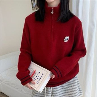 韩版半拉链毛衣女2025冬季新款潮