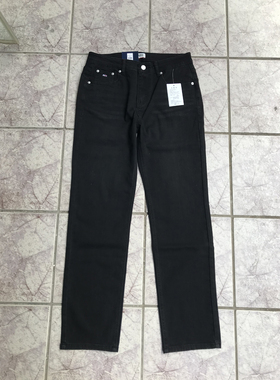 春秋 WM尾货弹力大高腰黑灰色男牛仔长裤加长款 宽松直筒裤