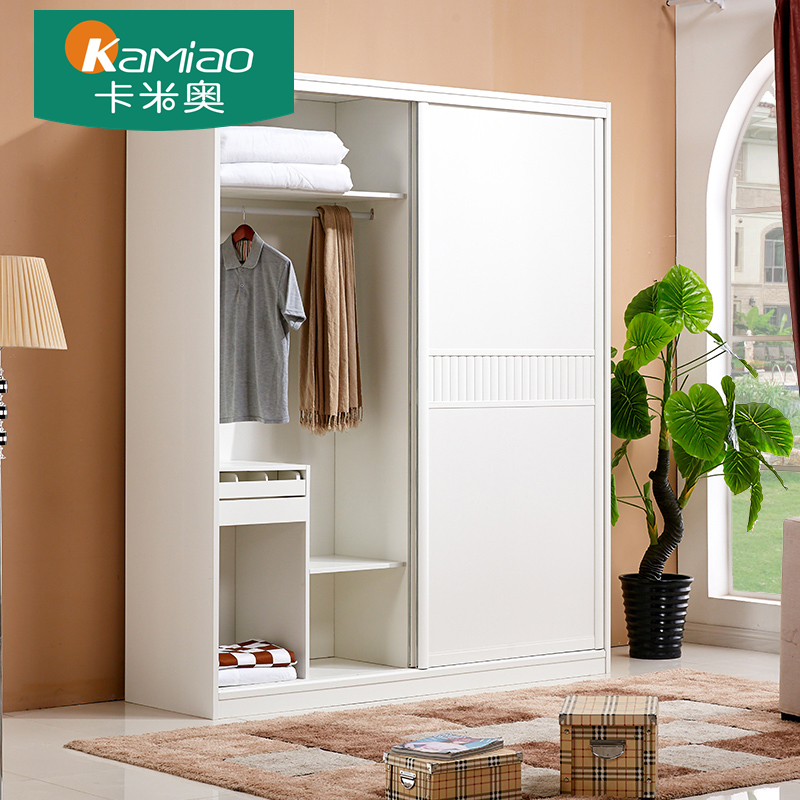 卡米奥推拉门衣柜移门定做简约现代组合衣橱白色两门平开sy162