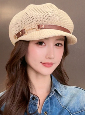 2026新款镂空透气八角帽子女春夏遮阳防晒鸭舌帽百搭画家贝雷帽潮