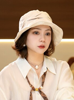 2026新款褶皱渔夫帽子女春夏优雅气质显脸小防晒可折叠遮阳盆帽潮