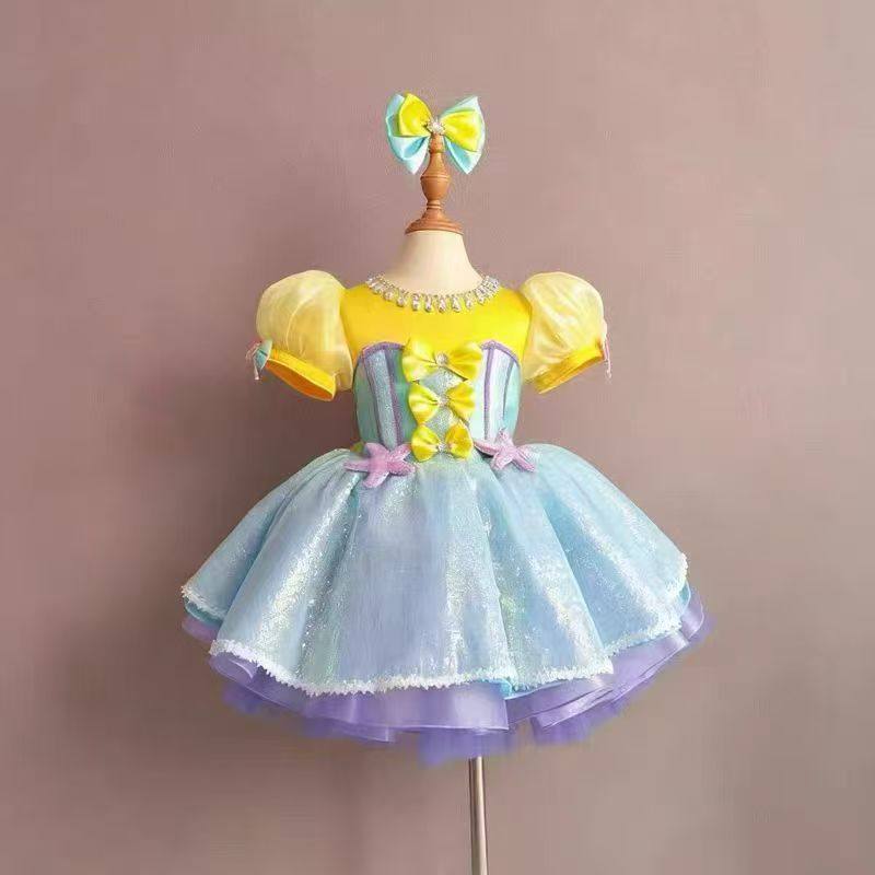 新品糖果风女童演出服蓬蓬裙六一儿童节舞蹈表演亮片纱裙公主裙集