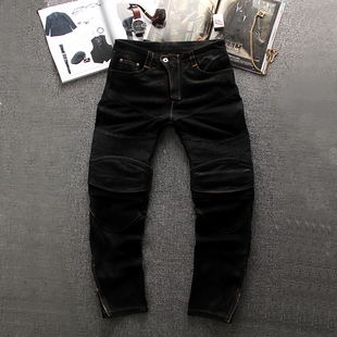 男士 磨砂山羊皮修身 工装 新品 小脚防风机车骑行裤 真皮皮裤 长裤 秋季