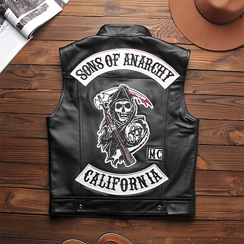 哈雷机车乱子牛皮坎肩立领马甲