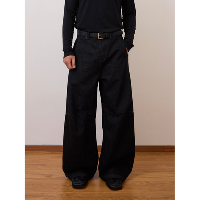 高腰阔腿男士宽松百搭牛仔裤