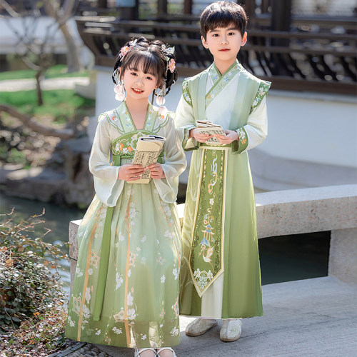 儿童汉服国学服三字经开笔礼班服