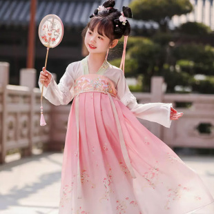 儿童演出服古典舞蹈汉服上春山胭脂妆桃花笑入莲间满庭芳浣溪纱