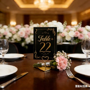 黑色卡片烫金数字1~30桌号牌轻奢欧美风餐号酒店席位卡支架双面30