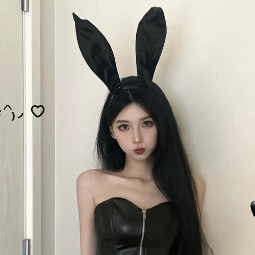 纯欲cos兔女郎皮质兔耳发箍女