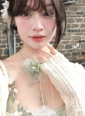 新中式古风夏季超仙绿色花朵项链女新款高级感气质百搭甜美锁骨链