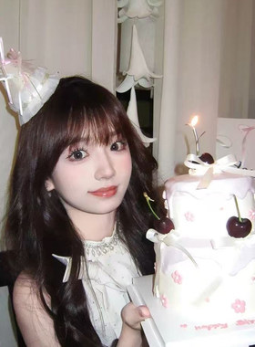 氛围感可爱蝴蝶结毛球生日帽发夹