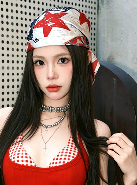 美式辣妹五角星头巾嘻哈街舞