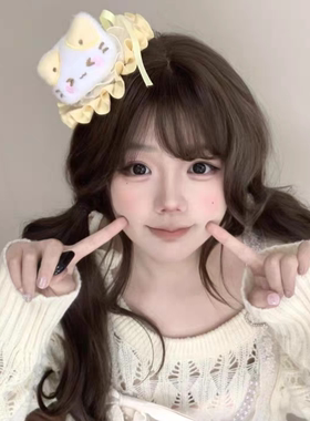 日系甜美黄色小猫咪发夹女少女感
