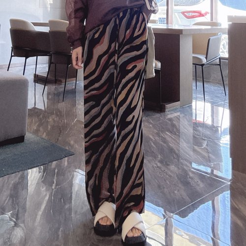 宽松潮彩条阔腿裤垂感高级感