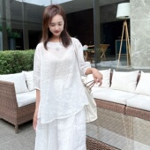 两面穿巨好看 轻奢高级感 女上衣夏薄款 苎麻小衫 宽松亚麻洋气短袖