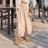 子女款 夏薄款 宽松慵懒风显瘦不撞款 亚麻松弛感裤 洋气九分休闲裤 潮